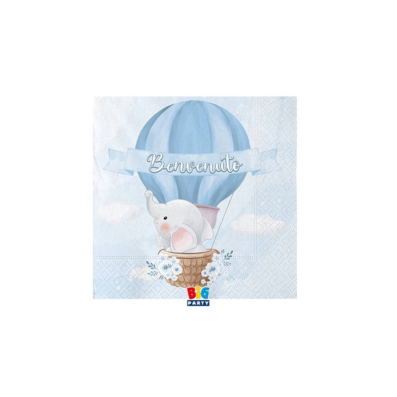 TOVAGLIOLI 25x25 MONGOLFIERA BENEVENUTO 20pz