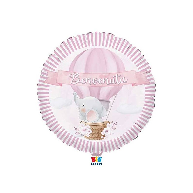 PALLONE MYLAR 45cm 18 MONGOLFIERA BENVENUTA