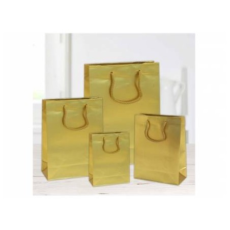 SHOPPER IN CARTA PLASTIFICATA OPACA 36+12x41cm ORO
