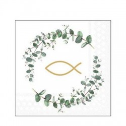 TOVAGLIOLI 25X25 RAMI COMUNIONE BIANCHI 20pz