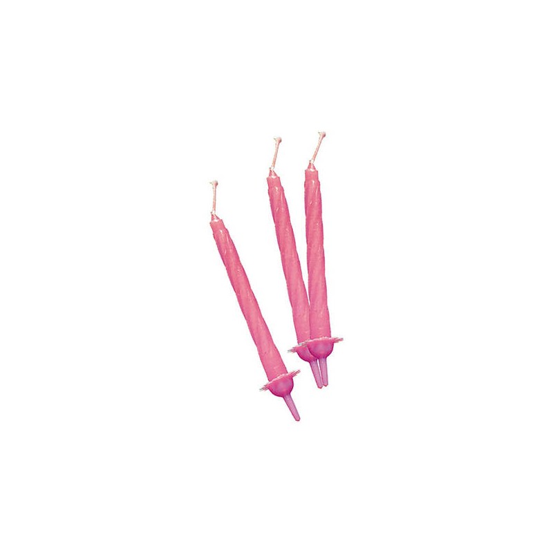 CANDELINE C/SUPPORTO 12pz 8cm ROSA