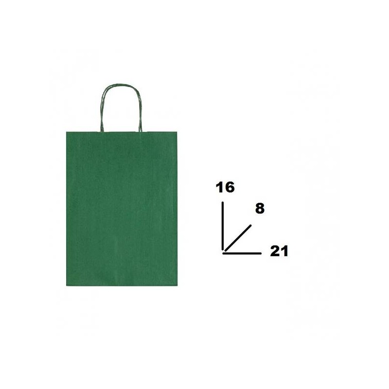 BORSA CARTA COLOR MIS.16+8x21cm VERDE SCURO 560