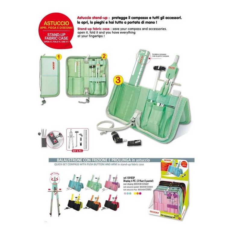 BALAUSTRONE CON FRIZIONE E PROLUNGA IN ASTUCCIO ASSORTITO PASTEL / FLUO ARDA