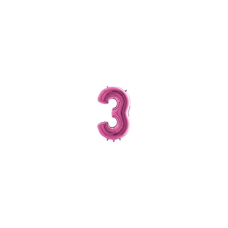 PALLONE NUMERO 3 MYLAR 102cm 40 FUCSIA