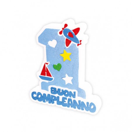 SCRITTA IN POLISTIROLO PRIMO COMPLEANNO ONE LIGHT BLUE