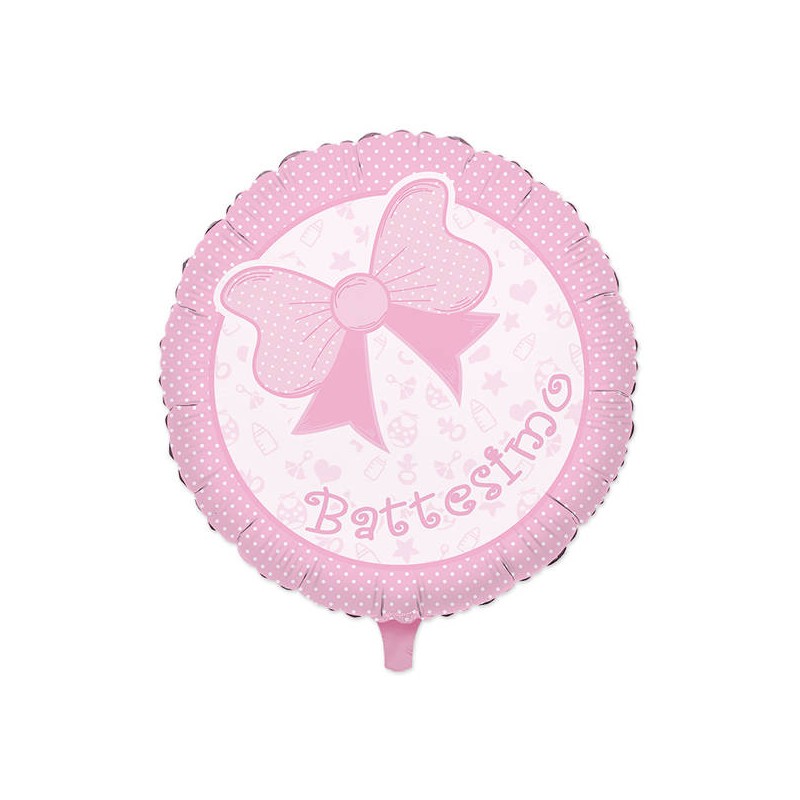 PALLONE MYLAR 45cm BATTESIMO BABY ROSA