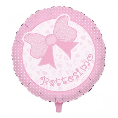 PALLONE MYLAR 45cm BATTESIMO BABY ROSA
