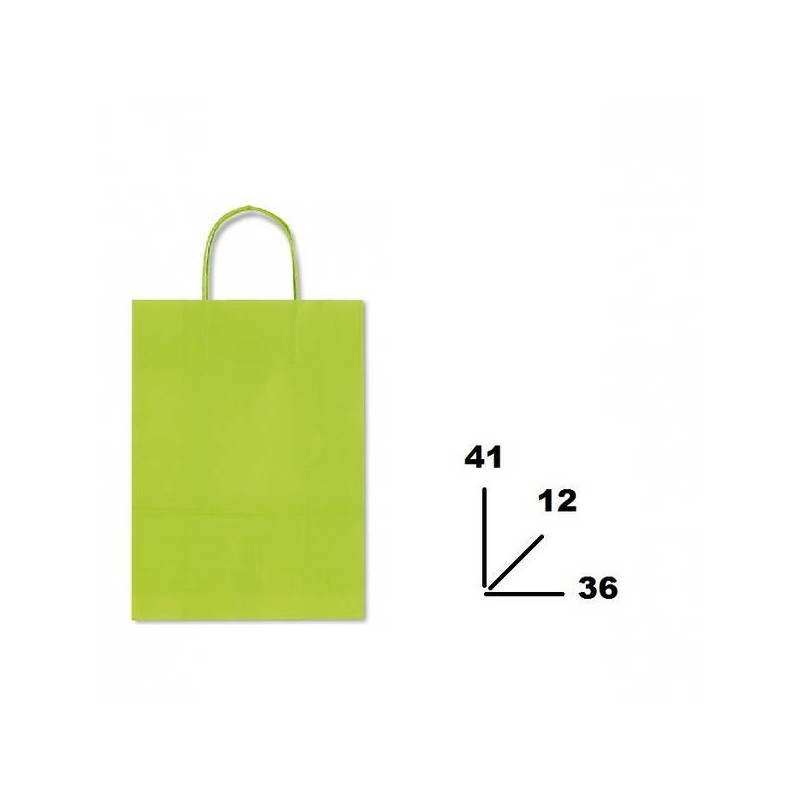 BORSA CARTA COLOR MIS.36+12x41cm VERDE LIMONE 764