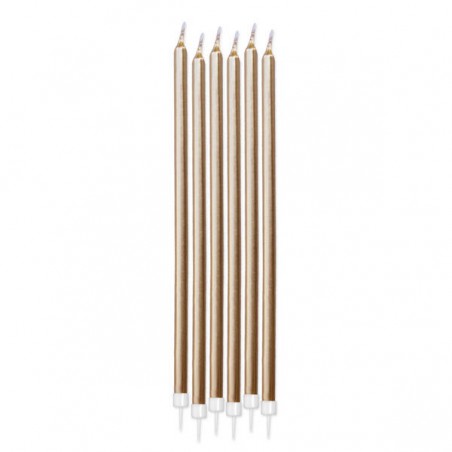 CANDELINE MATITE PERLATE ORO 15cm + SUPP. 6pz