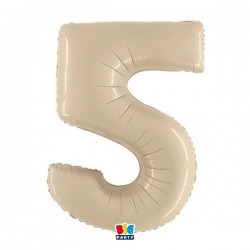 PALLONE NUMERO 5 MYLAR 102cm 40 CREMA