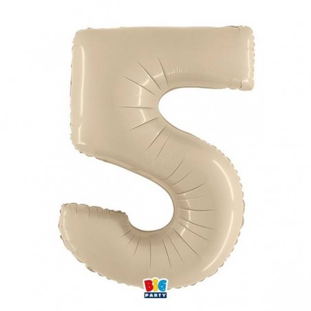 PALLONE NUMERO 5 MYLAR 102cm 40 CREMA