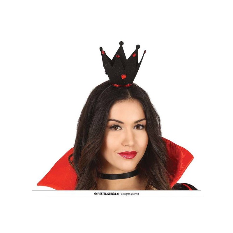 DIADEMA CORONA NERA REGINA DI CUORI