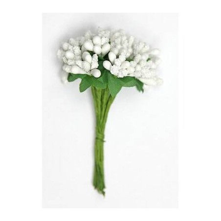 MINI BERRY SHINY 9cm BIANCO mazzetto da 12pz