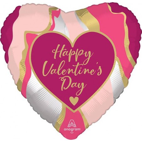 PALLONE MYLAR CUORE HAPPY VALENTINE'S DAY MARBLE 45cm