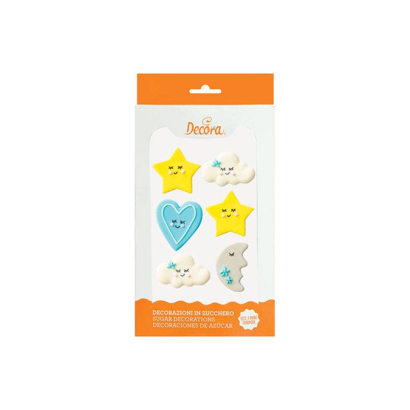 DECORAZIONI IN ZUCCHERO BABY BOY 6pz