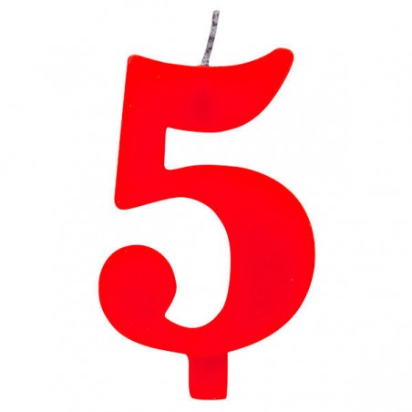 CANDELINA NUMERO 5 SCINTILLANTE  ROSSA 9,5cm