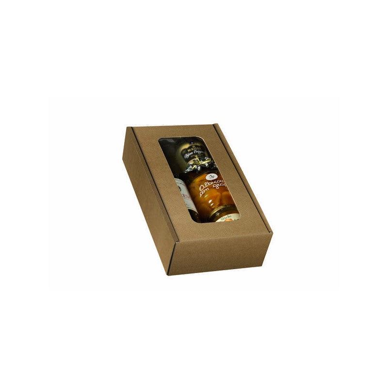 CANTINETTA 2 BOTTIGLIE C/FINESTRA 20x33,5x9cm ONDA AVANA