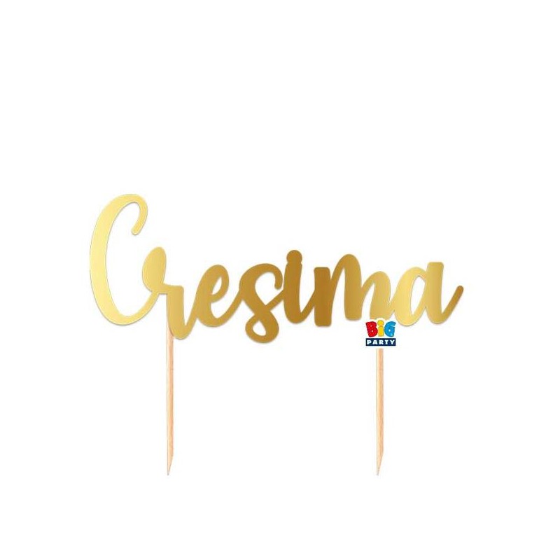 CAKE TOPPER CRESIMA 20x16cm GOLD METAL