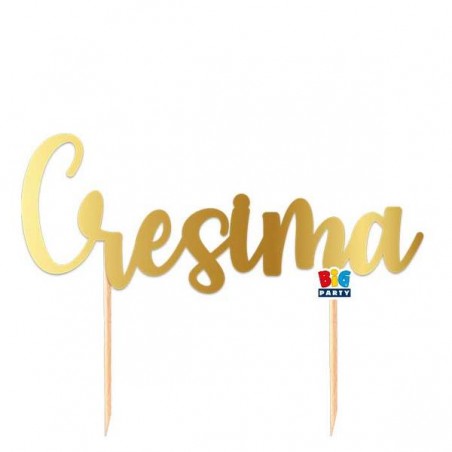 CAKE TOPPER CRESIMA 20x16cm GOLD METAL