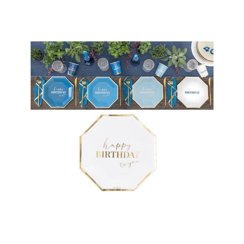 PIATTI HAPPY BIRTHDAY TO YOU WHITE/GOLD 19cm 8pz