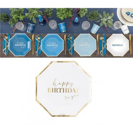 PIATTI HAPPY BIRTHDAY TO YOU WHITE/GOLD 19cm 8pz