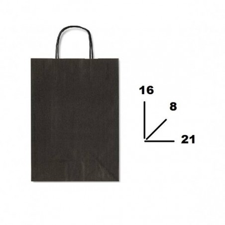 BORSA CARTA COLOR MIS.16+8x21cm NERO 798