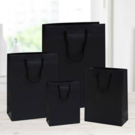 SHOPPER IN CARTA PLASTIFICATA OPACA 10+6,5x12cm NERO