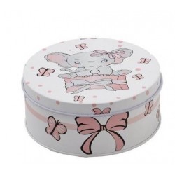 SCATOLA SMALL LATTA C/ELEFANTE GIRL ø6,5x4,5h  ROSA 6 PEZZI