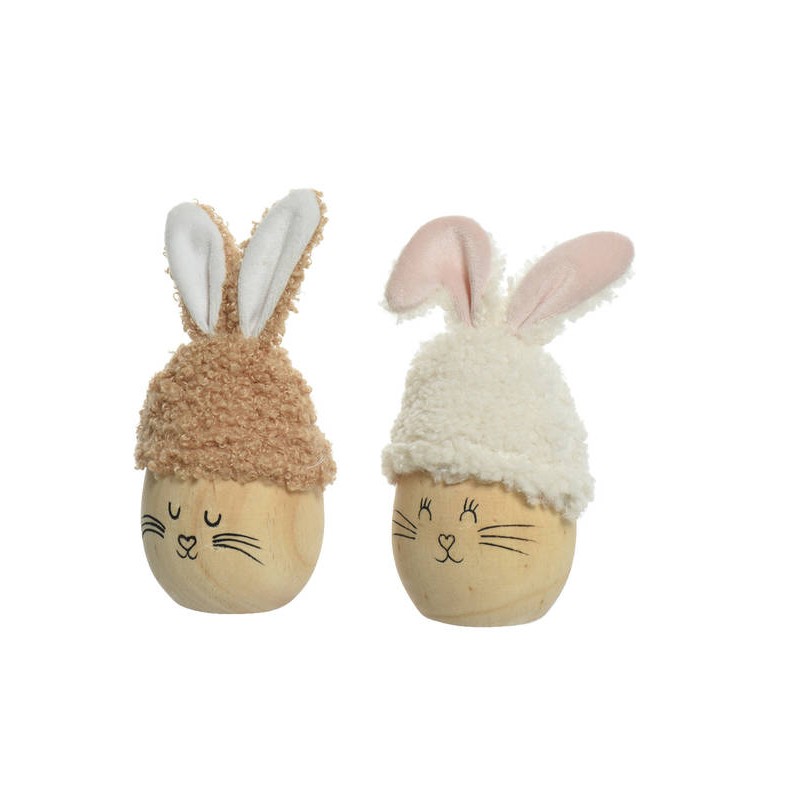 UOVO IN LEGNO FORMA CONIGLIO C/ORECCHIE H.13cm 2ass.ti 1pz