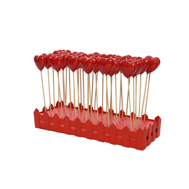 PICKS CUORE ROSSO GLOSSY SU STECCO 5x5x2,5cm 1pz