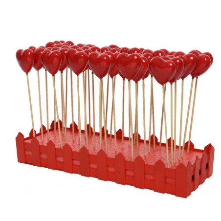 PICKS CUORE ROSSO GLOSSY SU STECCO 5x5x2,5cm 1pz