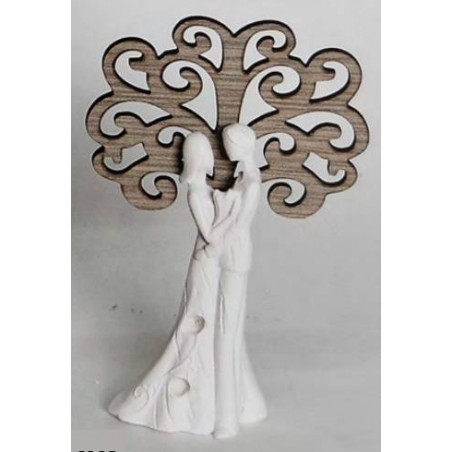 COPPIA SPOSI PICCOLA C/ALBERO DELLA VITA LEGNO