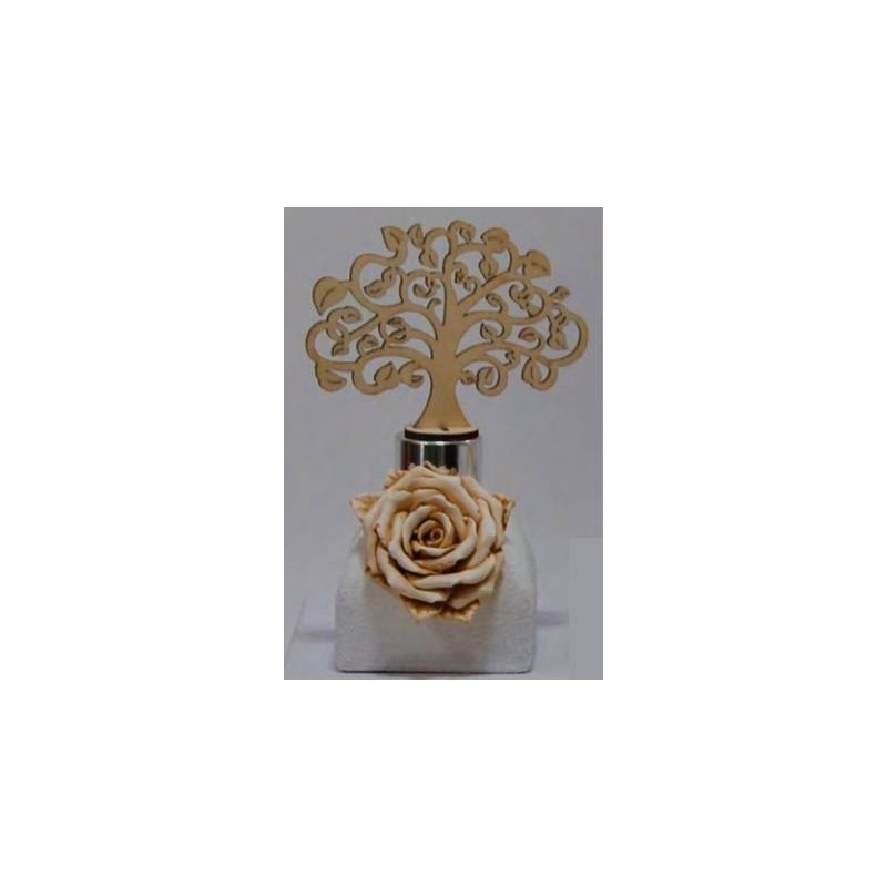 PROFUMATORE C/ALBERO VITA E ROSA BASE QUADRATA