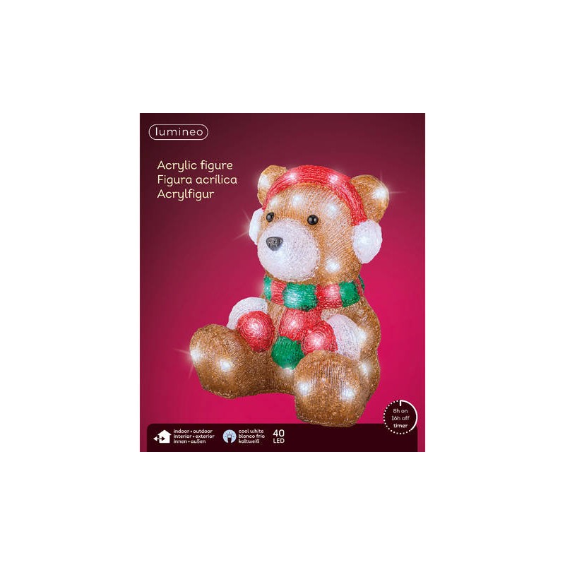 ORSO LUMINOSO ACRILICO 21,5x21,5xh25cm INTERNO/ESTERNO