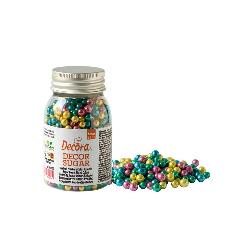 PERLE DI ZUCCHERO ø5mm METALLIZZATO 100gr COLORI ASSORTITI