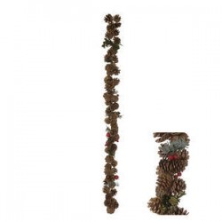 GHIRLANDA CON PIGNE E STELLE ROSSE 120cm