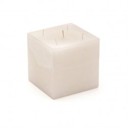 MOCCOLO QUADRATO CERA BIANCO 15x15x15cm RUSTICO