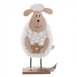 SAGOMA PECORA IN LEGNO C/COTONE H.25cm