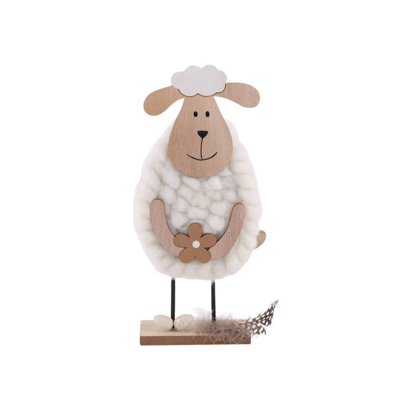 SAGOMA PECORA IN LEGNO C/COTONE H.25cm