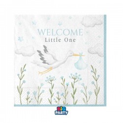 TOVAGLIOLI 25x25cm WELCOME LITTLE ONE AZZURRO 16pz