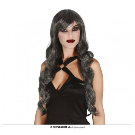 PARRUCCA  LUNGO GRIGIA CON FRANGIA