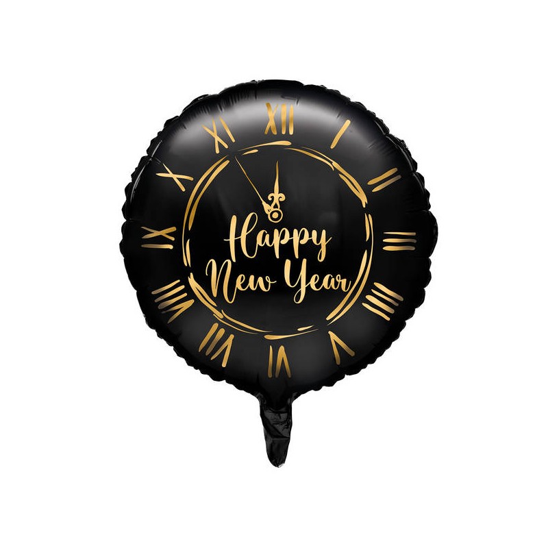 PALLONE MYLAR OROLOGIO HAPPY NEW YEAR ø45cm