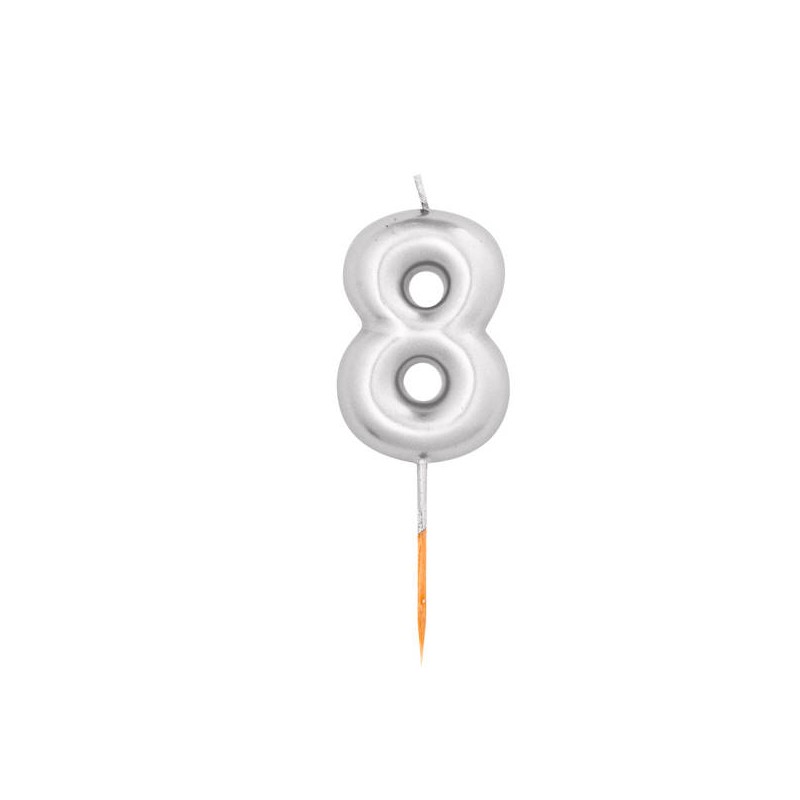 CANDELINA NUMERO 8 METAL ARGENTO 8cm