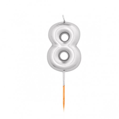 CANDELINA NUMERO 8 METAL ARGENTO 8cm