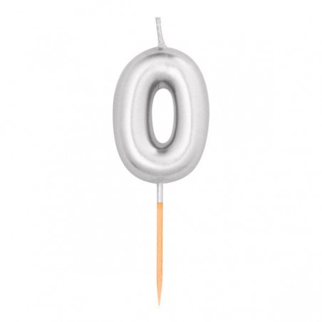 CANDELINA NUMERO 0 METAL ARGENTO 8cm