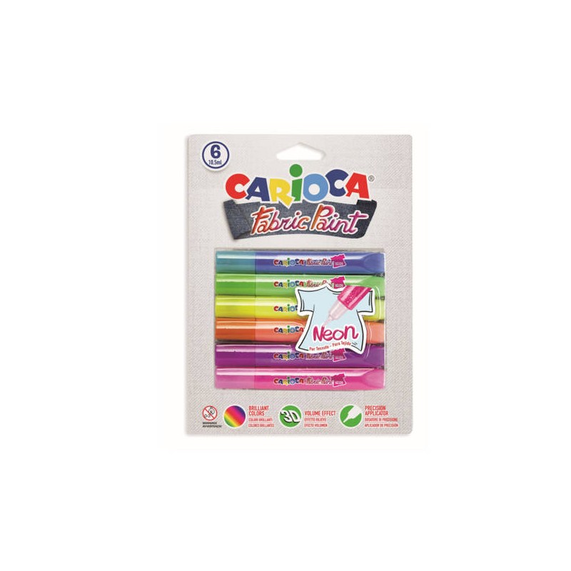 FABRIC PAINTS TESSUTI CARIOCA NEON 6pz