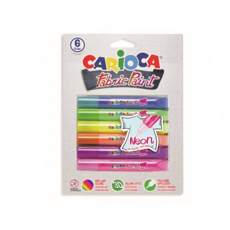 FABRIC PAINTS TESSUTI CARIOCA NEON 6pz