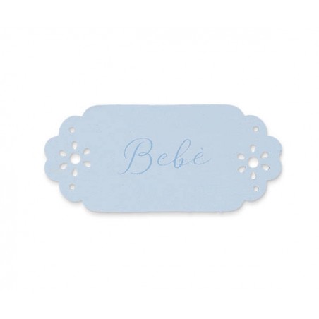 TAG FIORELLINI TRAFORATI AZZURRO BEBE' 6cm 12pz