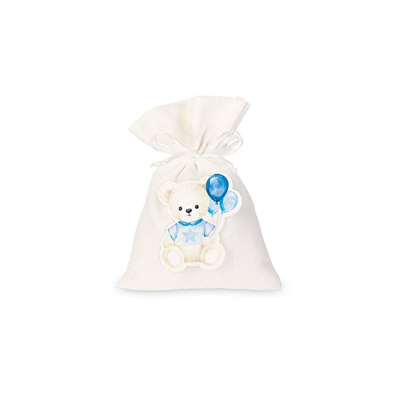 SACCHETTO 10x14cm ORSETTO AZZURRO 12pz