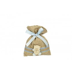 SACCHETTO YUTA ORSETTO CELESTE 10x13cm 10pz